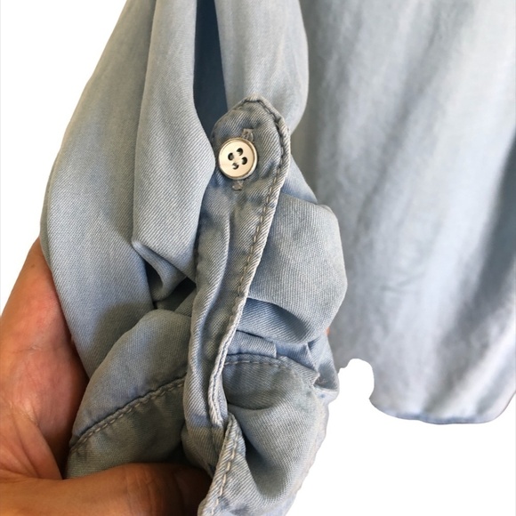 KAYAS DESIGN Shirt Women's Size Small Blue Chambray 100% Tencel Button Up Tunic - Picture 11 of 12